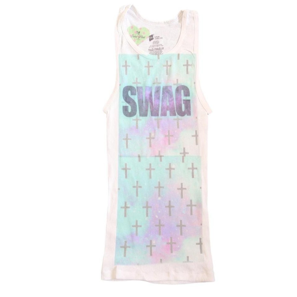 swag cross graphic tank rainbow galaxy y2k baby tee size XS